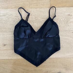 Rebelflow Havana Satin Crop Top in Black